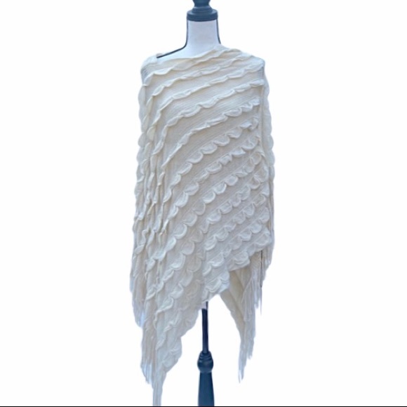 MAX SPORT RIPPLE FRINGE SWEATER-PONCHO BOHO STYLE - Picture 4 of 9